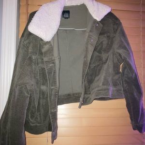 WILD FABLE GREEN CORDUROY AND FUR JACKET